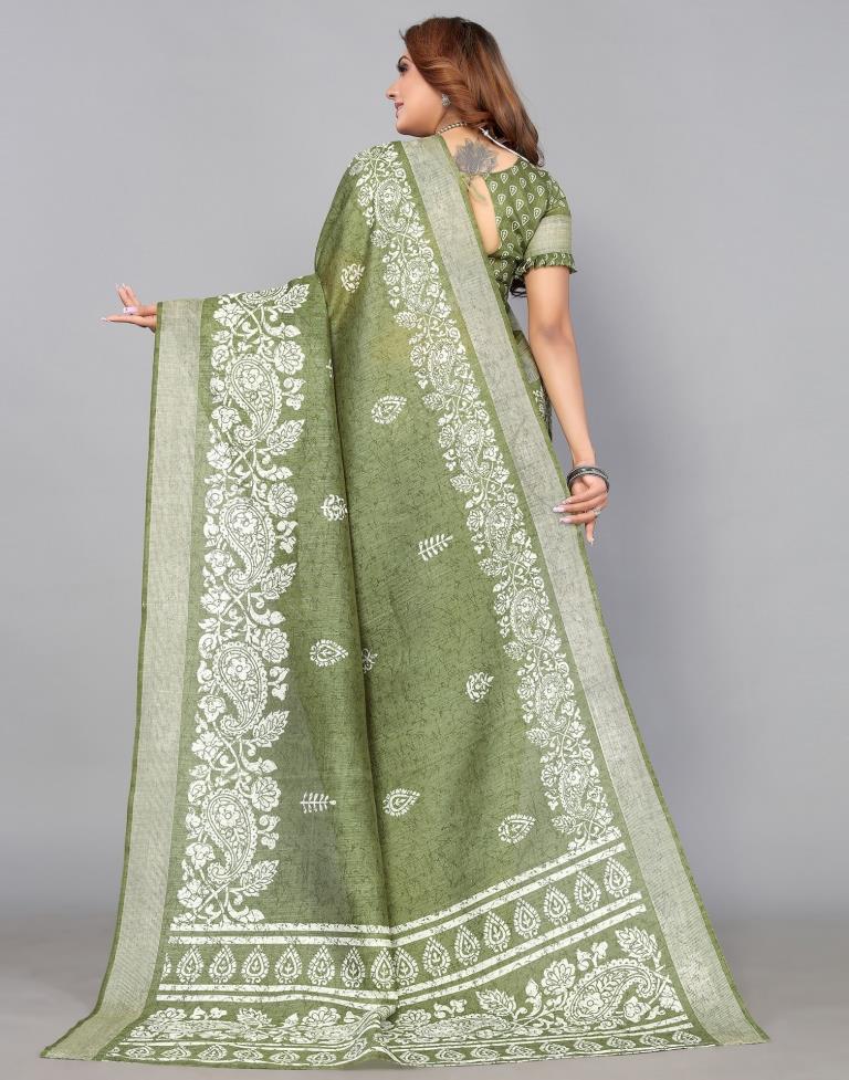 Green Cotton Saree