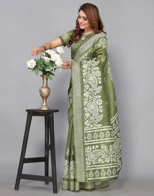 Green Cotton Saree