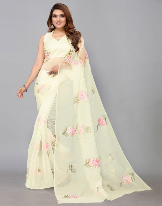 Off White Organza Saree