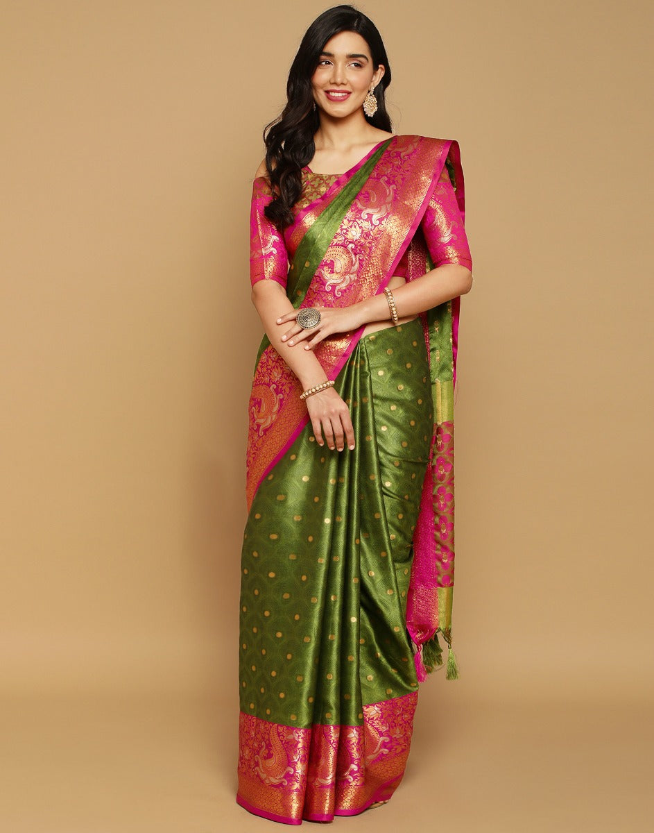 Green Banarasi Silk Saree