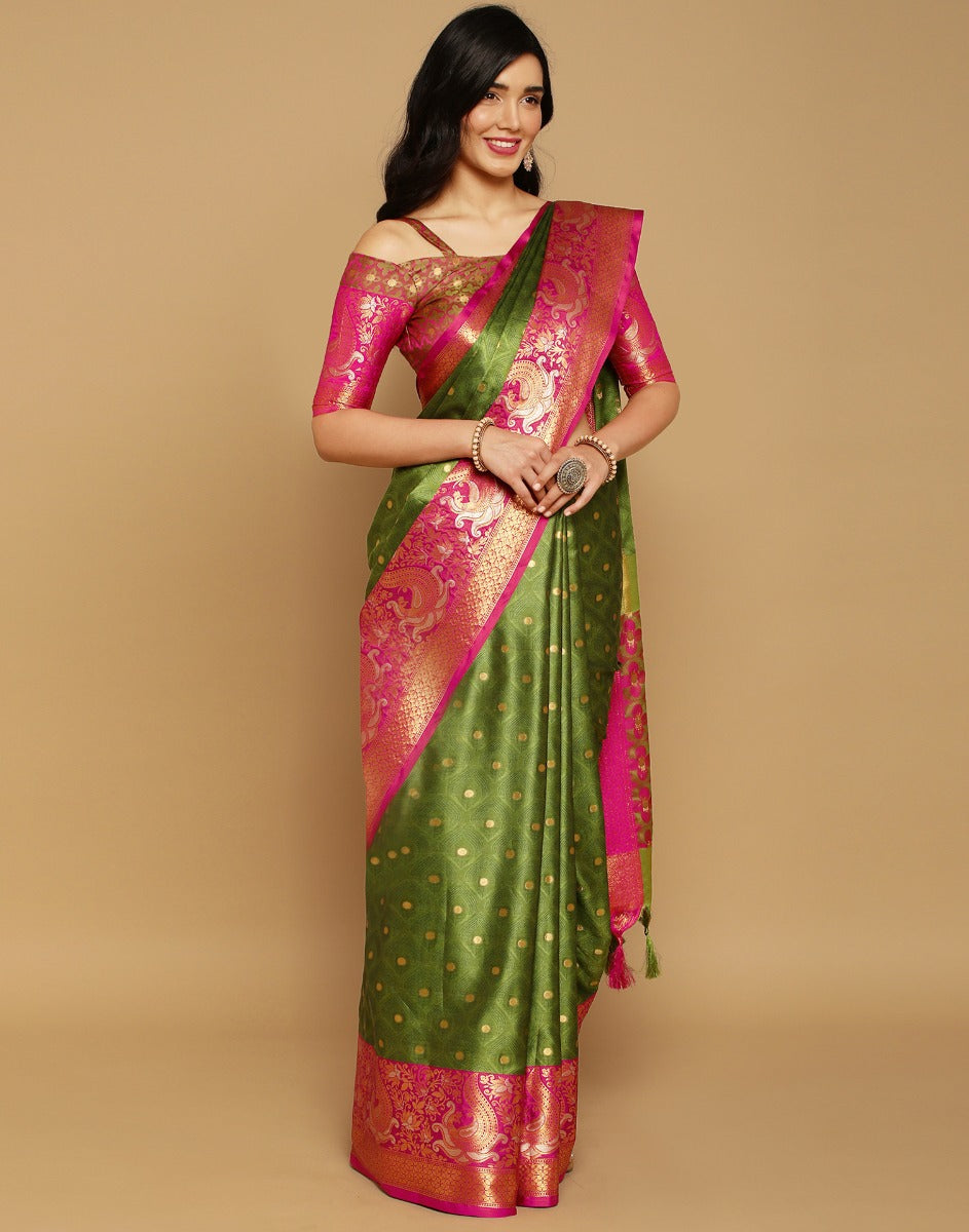 Green Banarasi Silk Saree