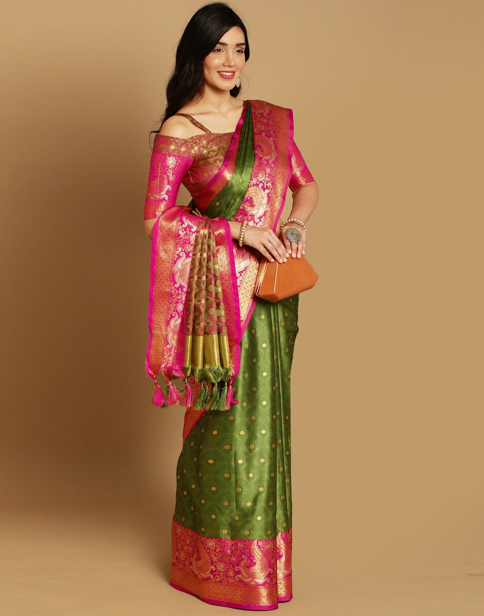 Green Banarasi Silk Saree