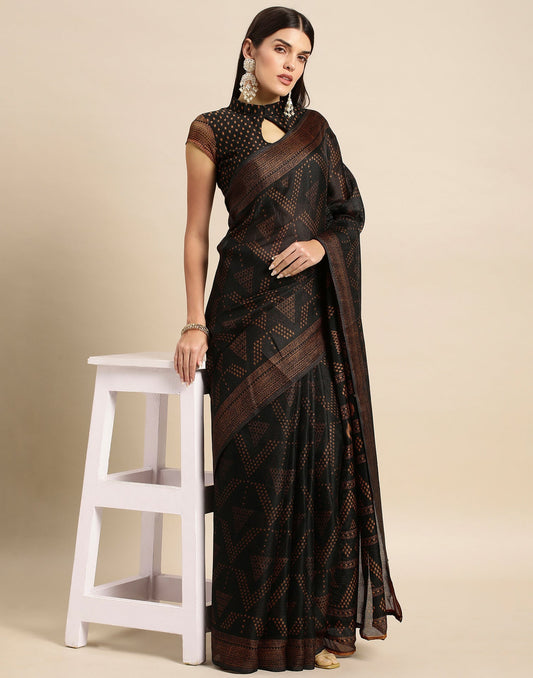 Black Printed Saree