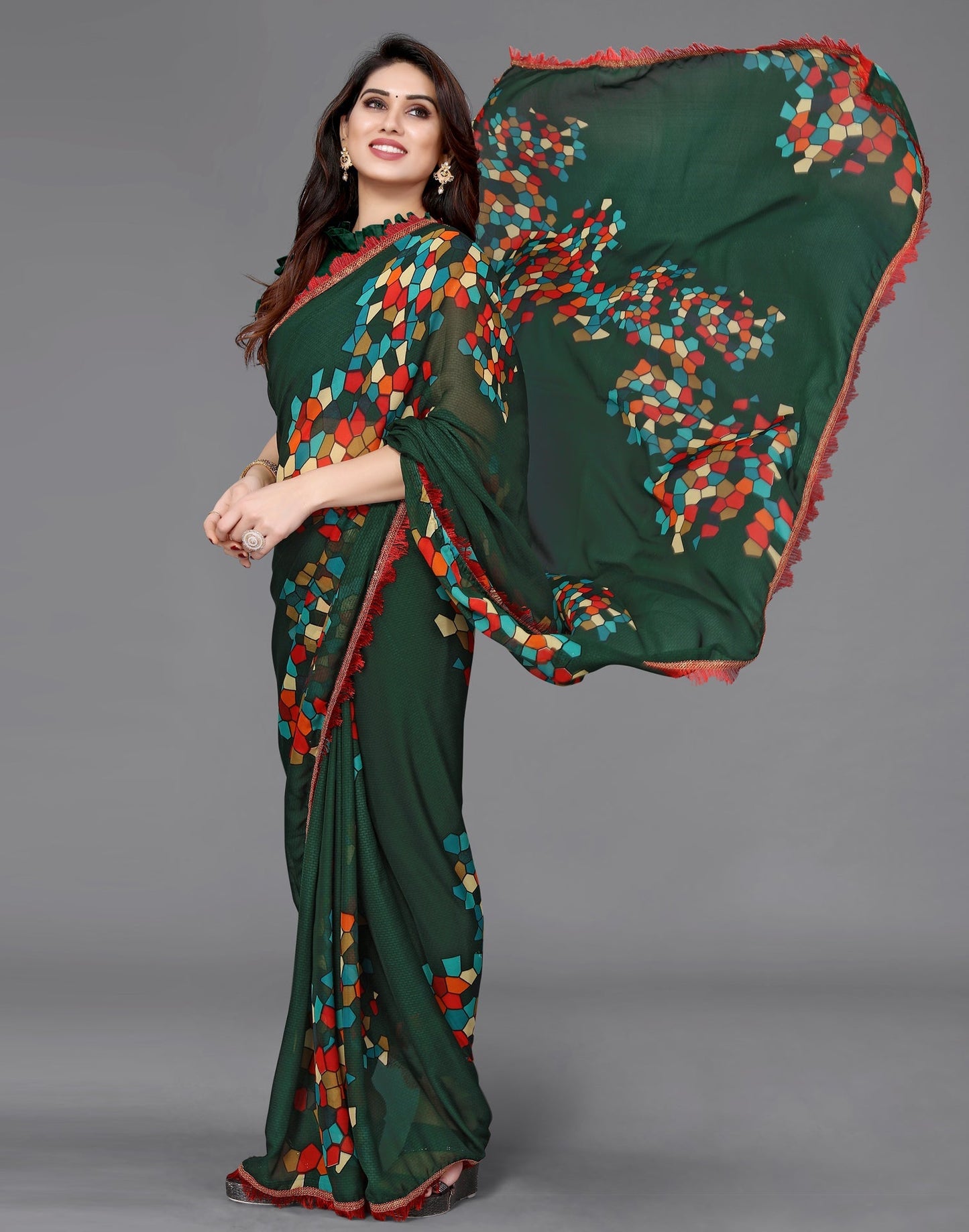 Green Georgette Saree