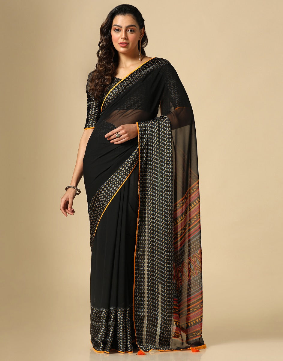 Black Georgette Saree