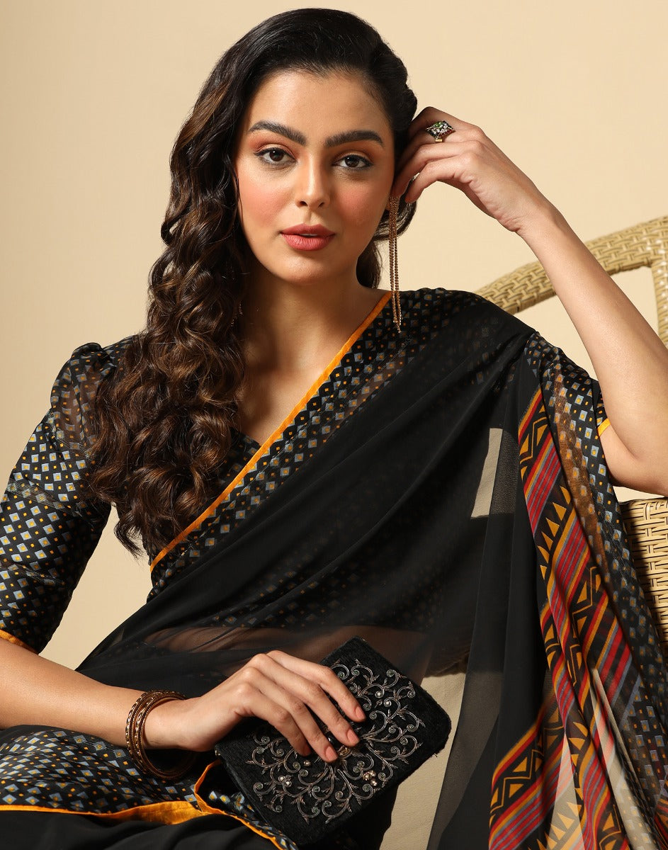 Black Georgette Saree