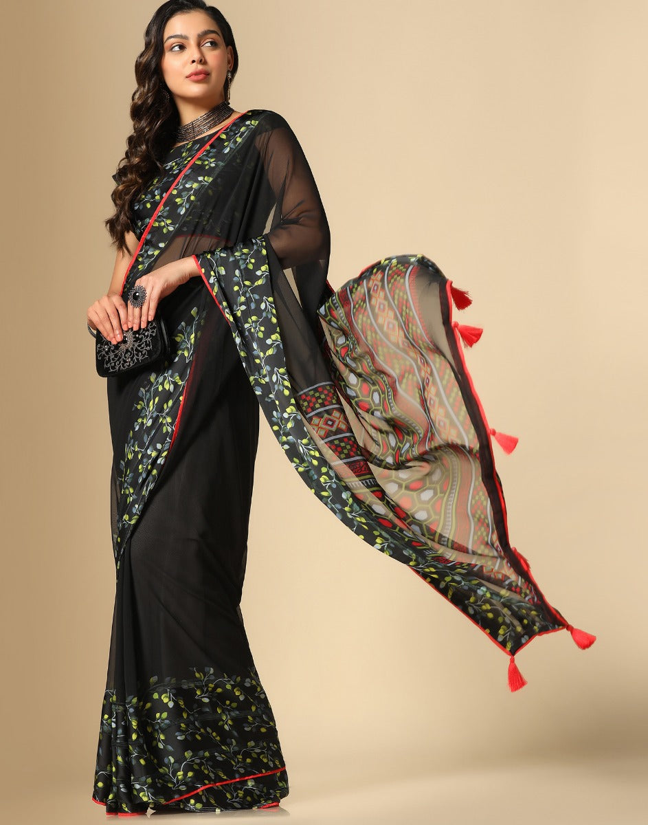 Black Georgette Saree