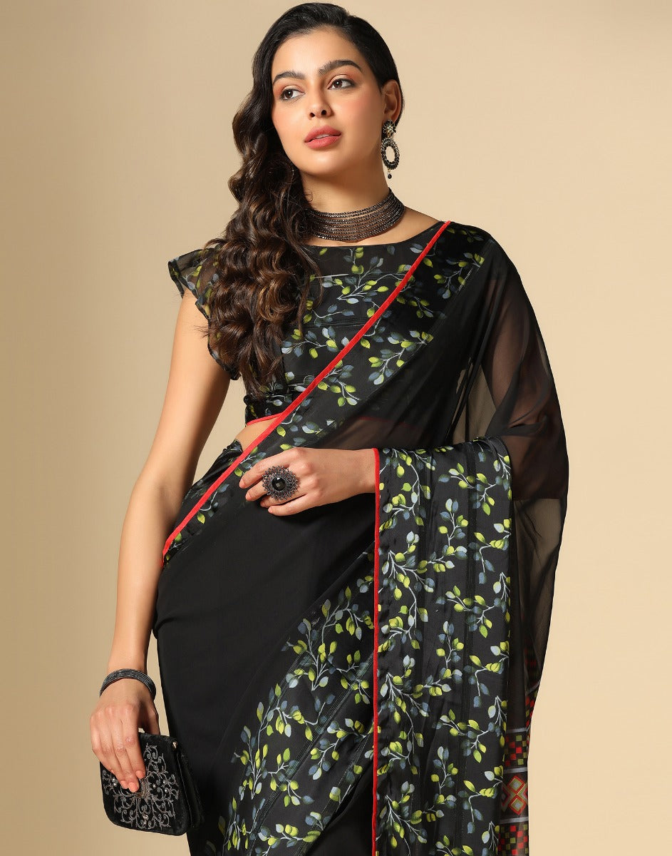 Black Georgette Saree