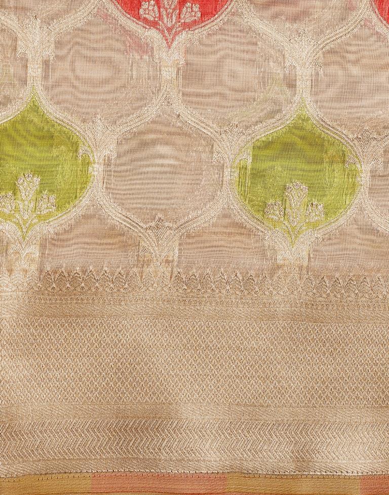 Beige Banarasi Organza Saree