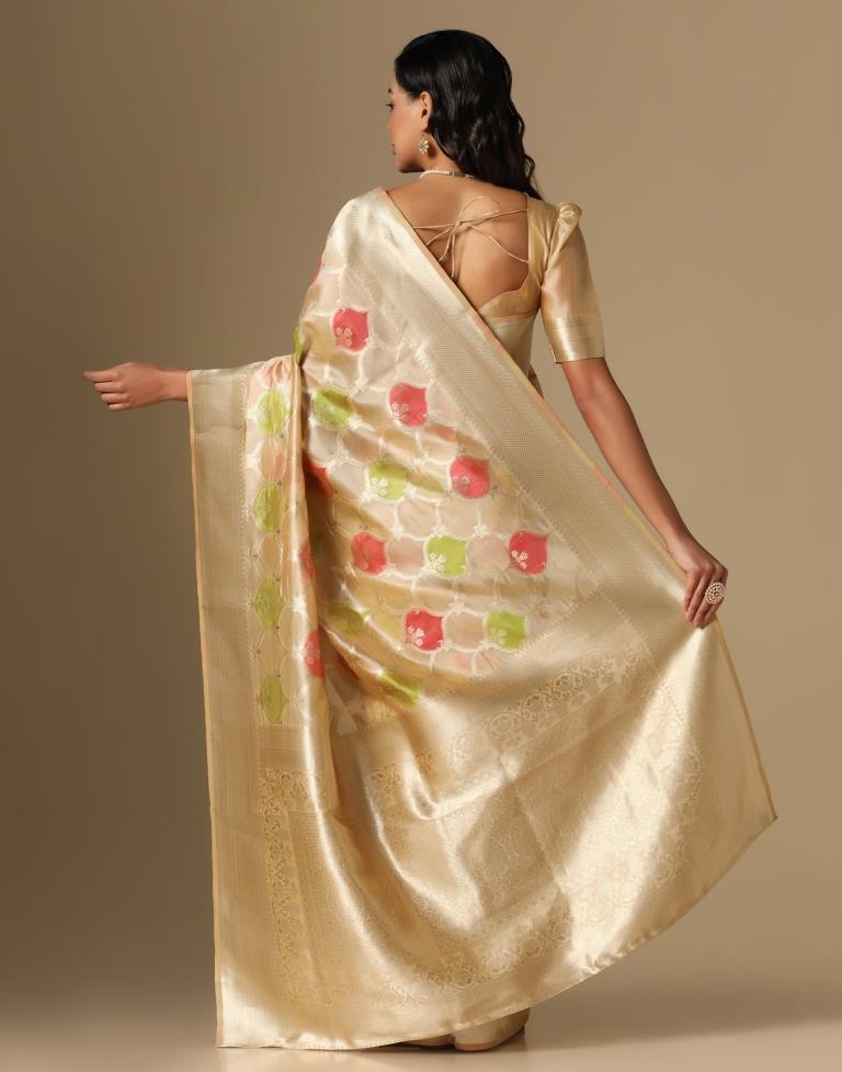 Beige Banarasi Organza Saree