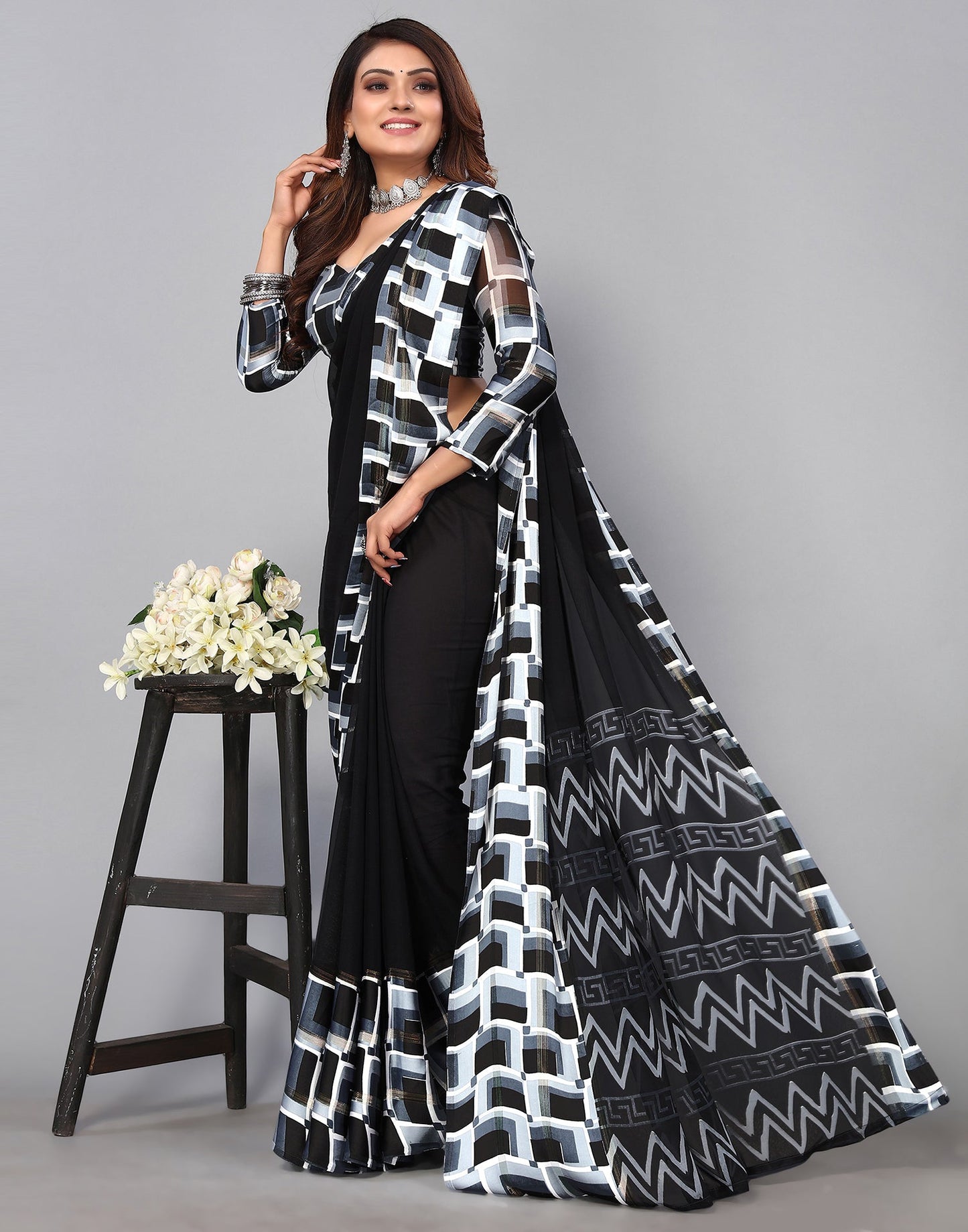 Black Georgette Saree