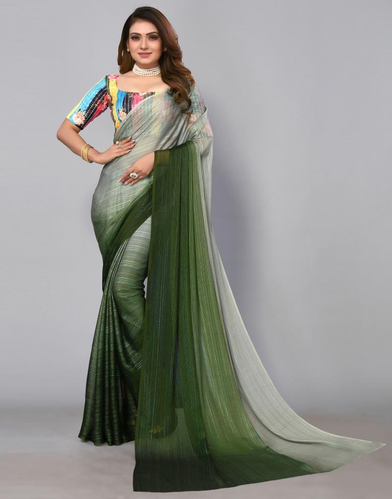 Olive Georgette Saree