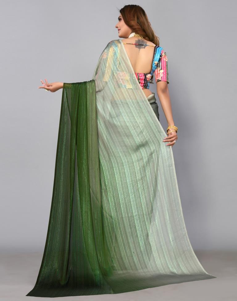 Olive Georgette Saree