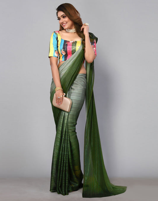 Olive Georgette Saree