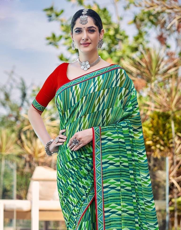 Green Georgette Saree