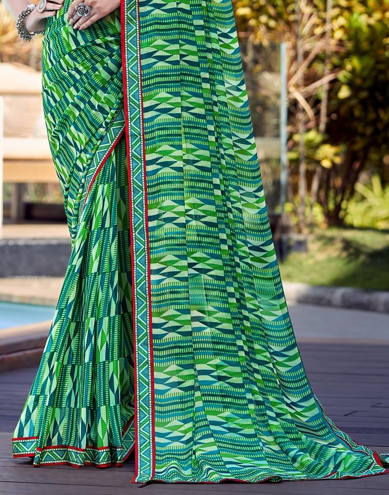 Green Georgette Saree