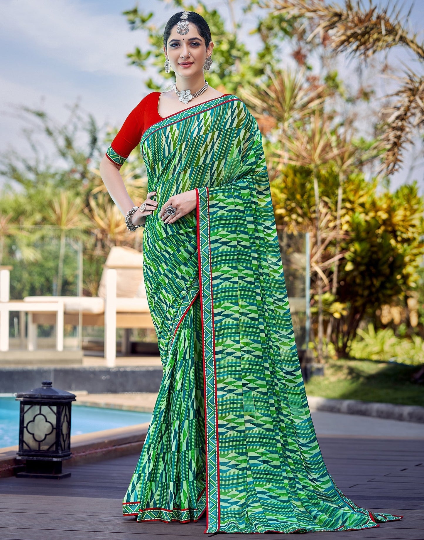 Green Georgette Saree