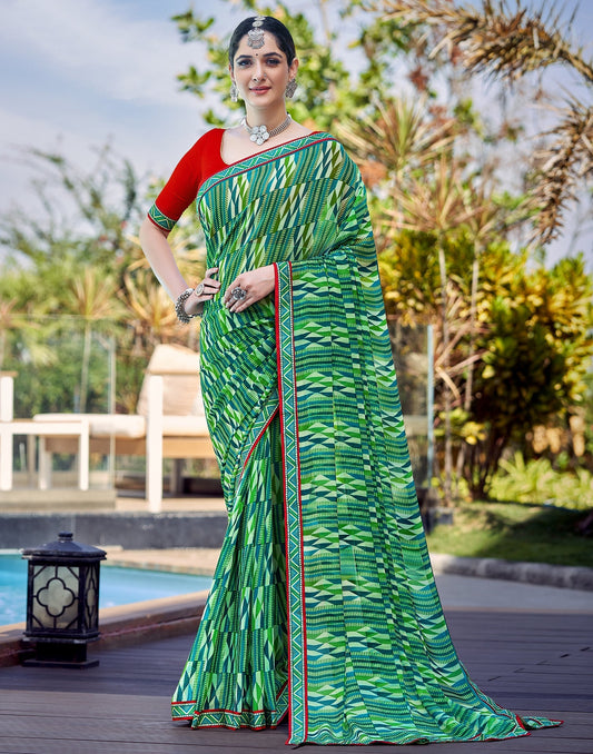 Green Georgette Saree