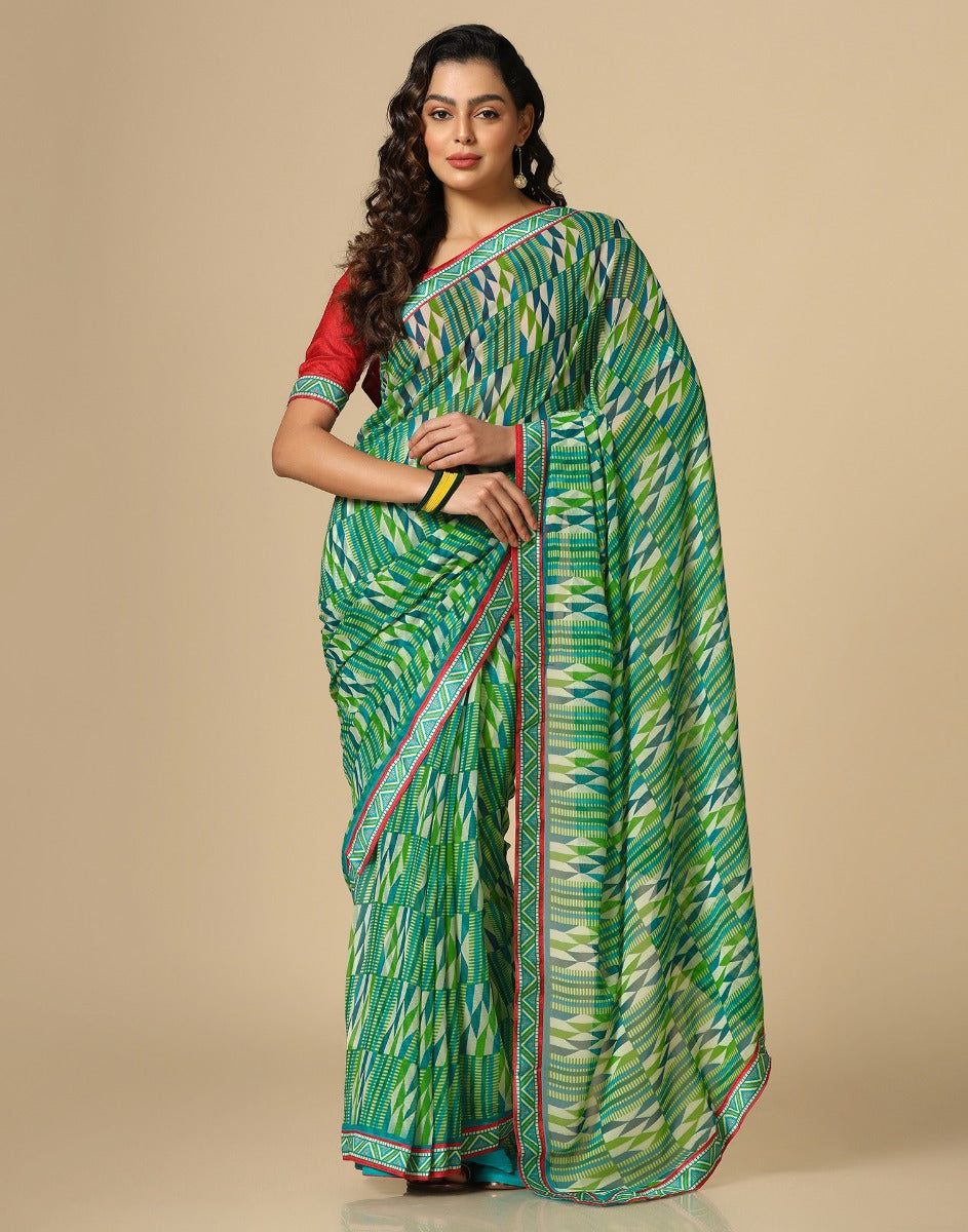 Green Georgette Saree