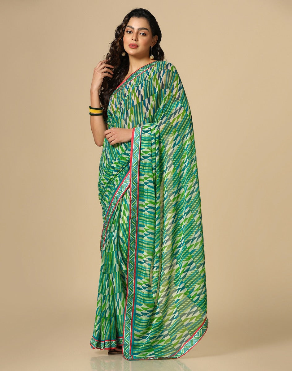 Green Georgette Saree