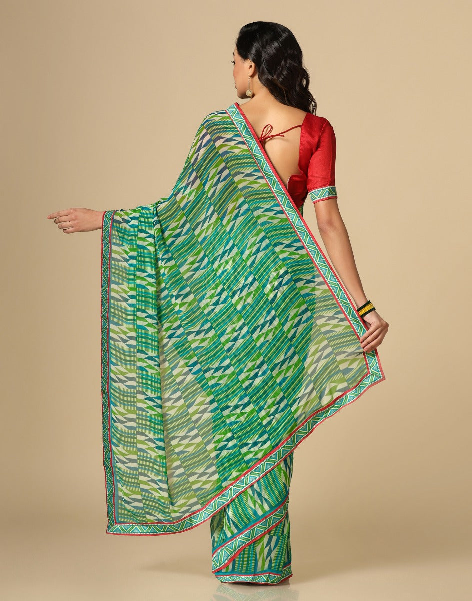 Green Georgette Saree