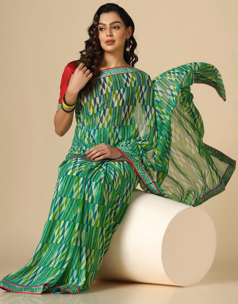 Green Georgette Saree