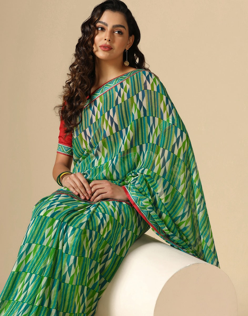 Green Georgette Saree