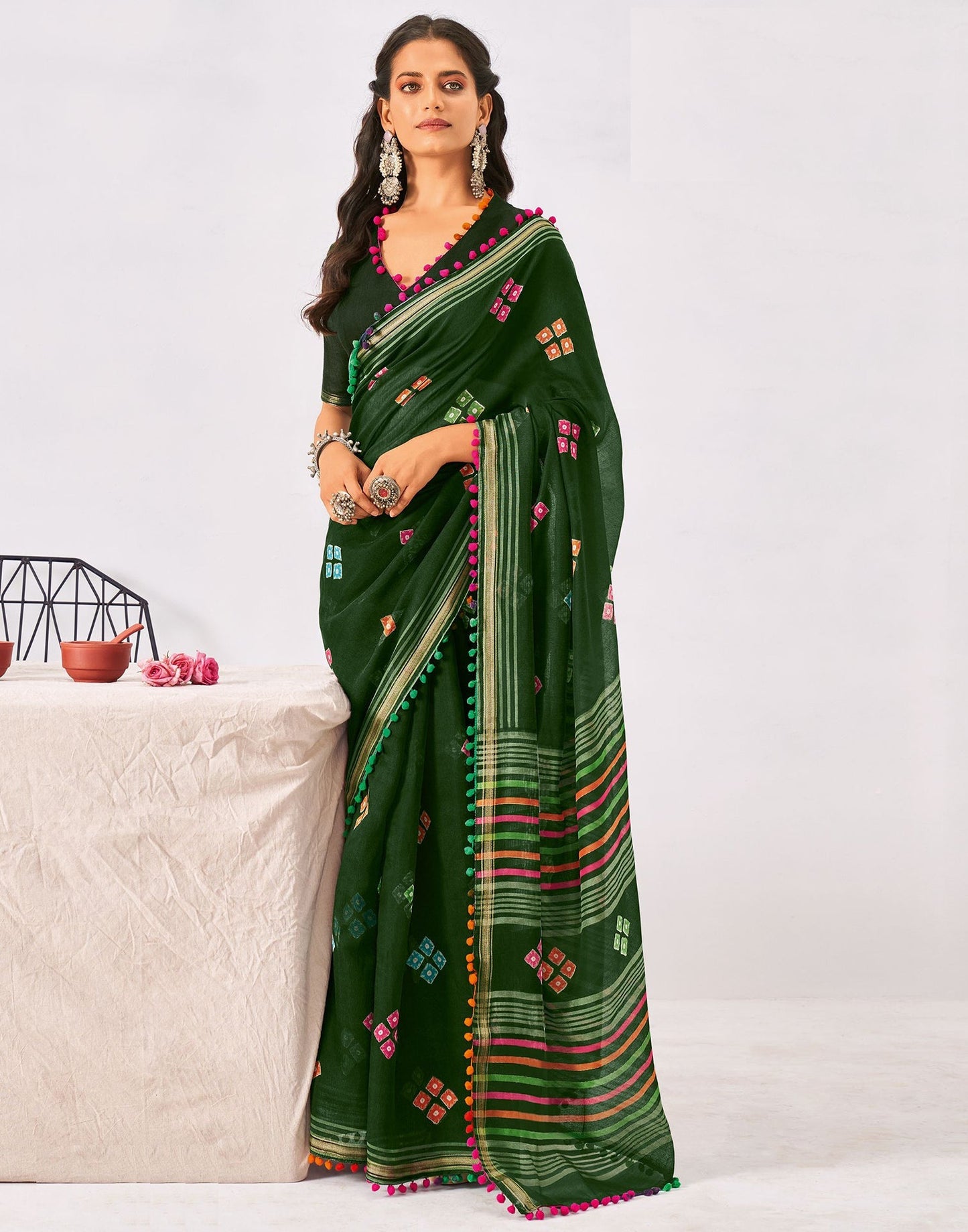 Green Cotton Saree