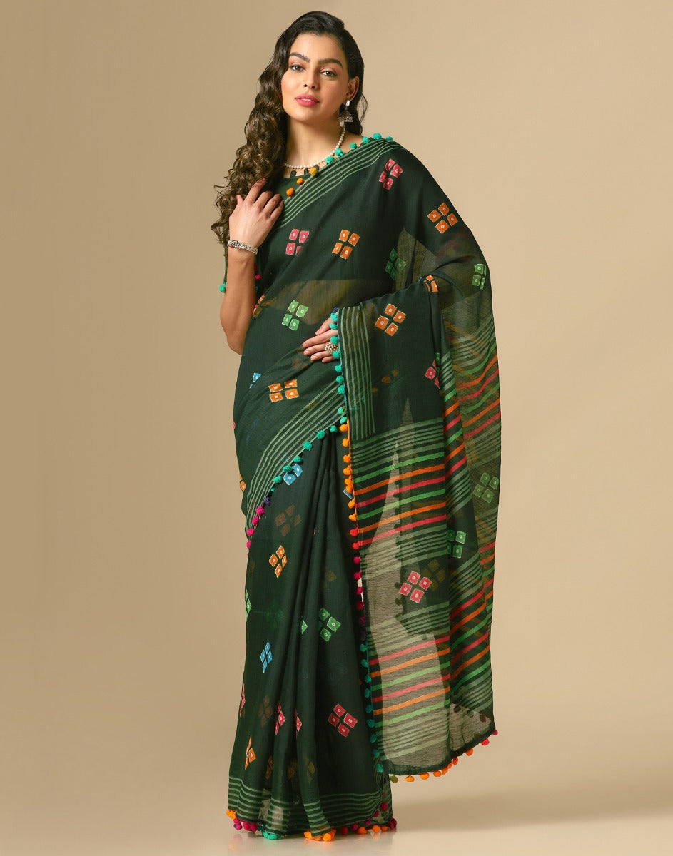 Green Cotton Saree