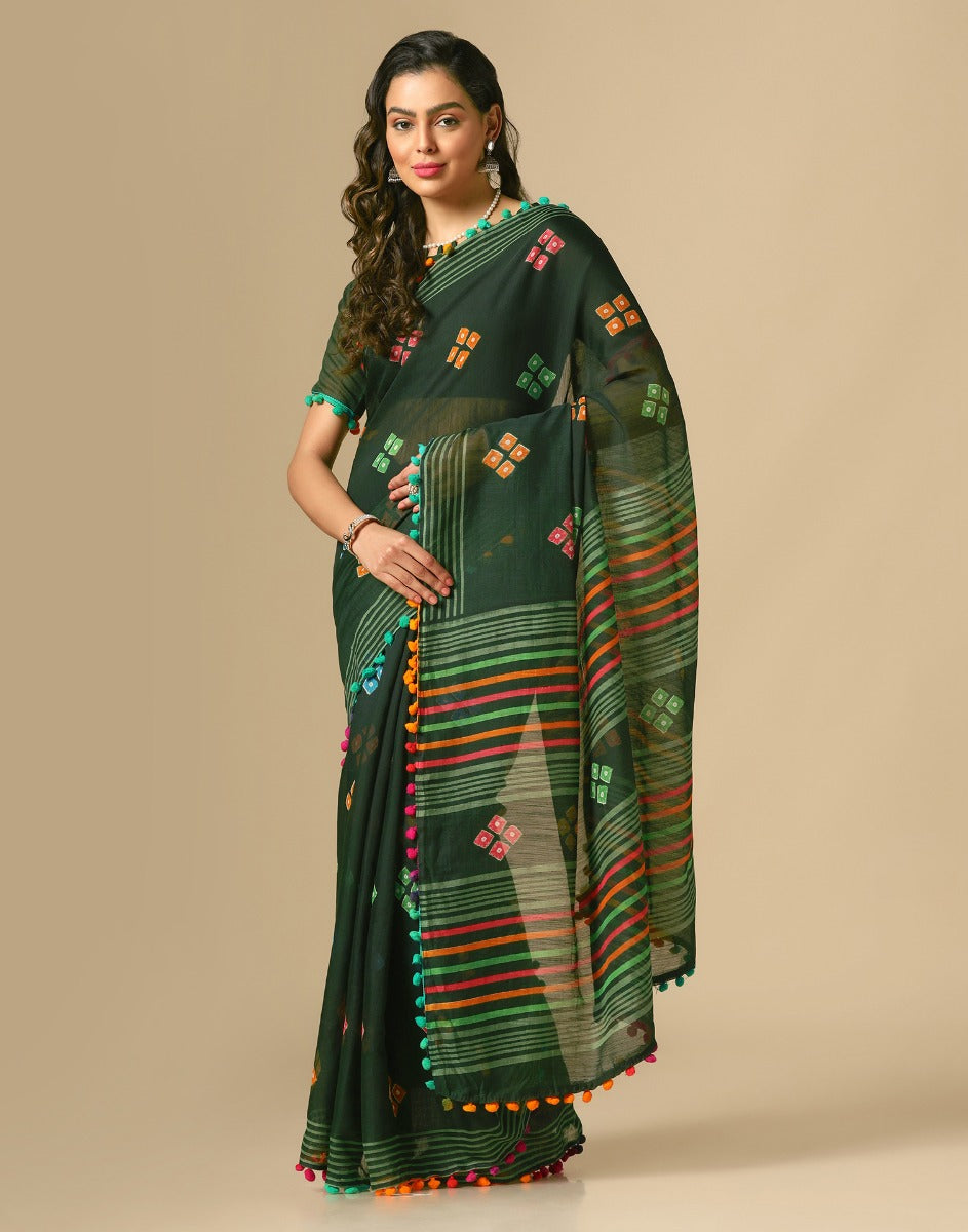 Green Cotton Saree