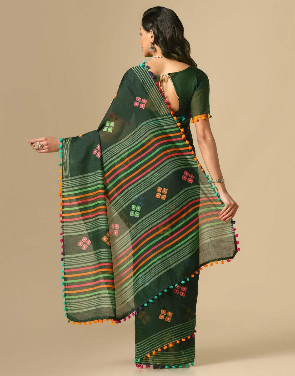 Green Cotton Saree