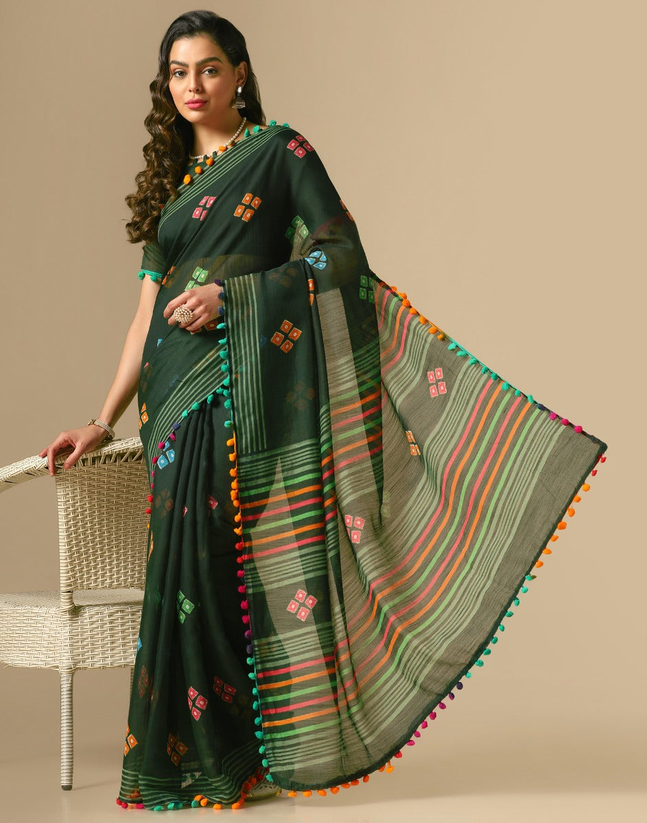 Green Cotton Saree