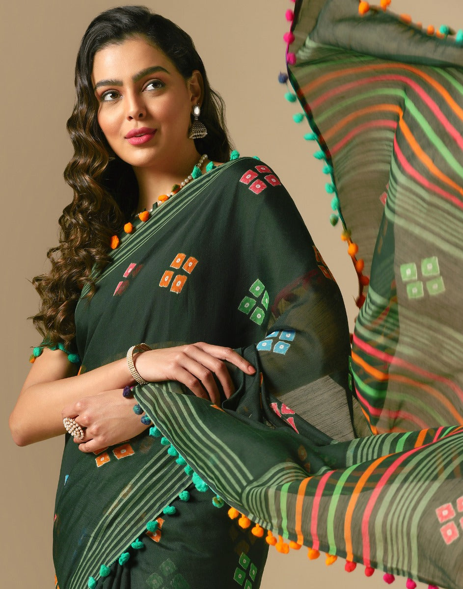 Green Cotton Saree