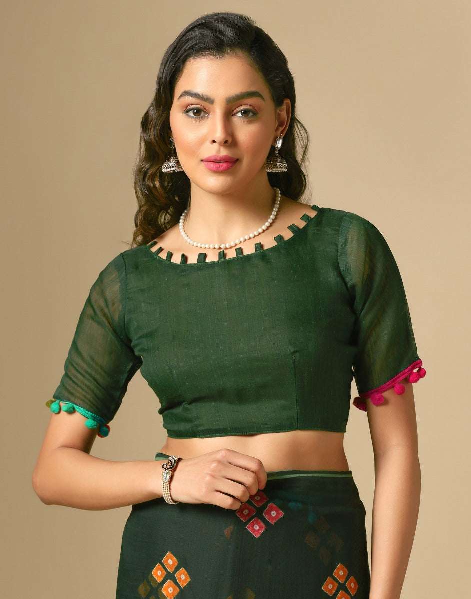 Green Cotton Saree