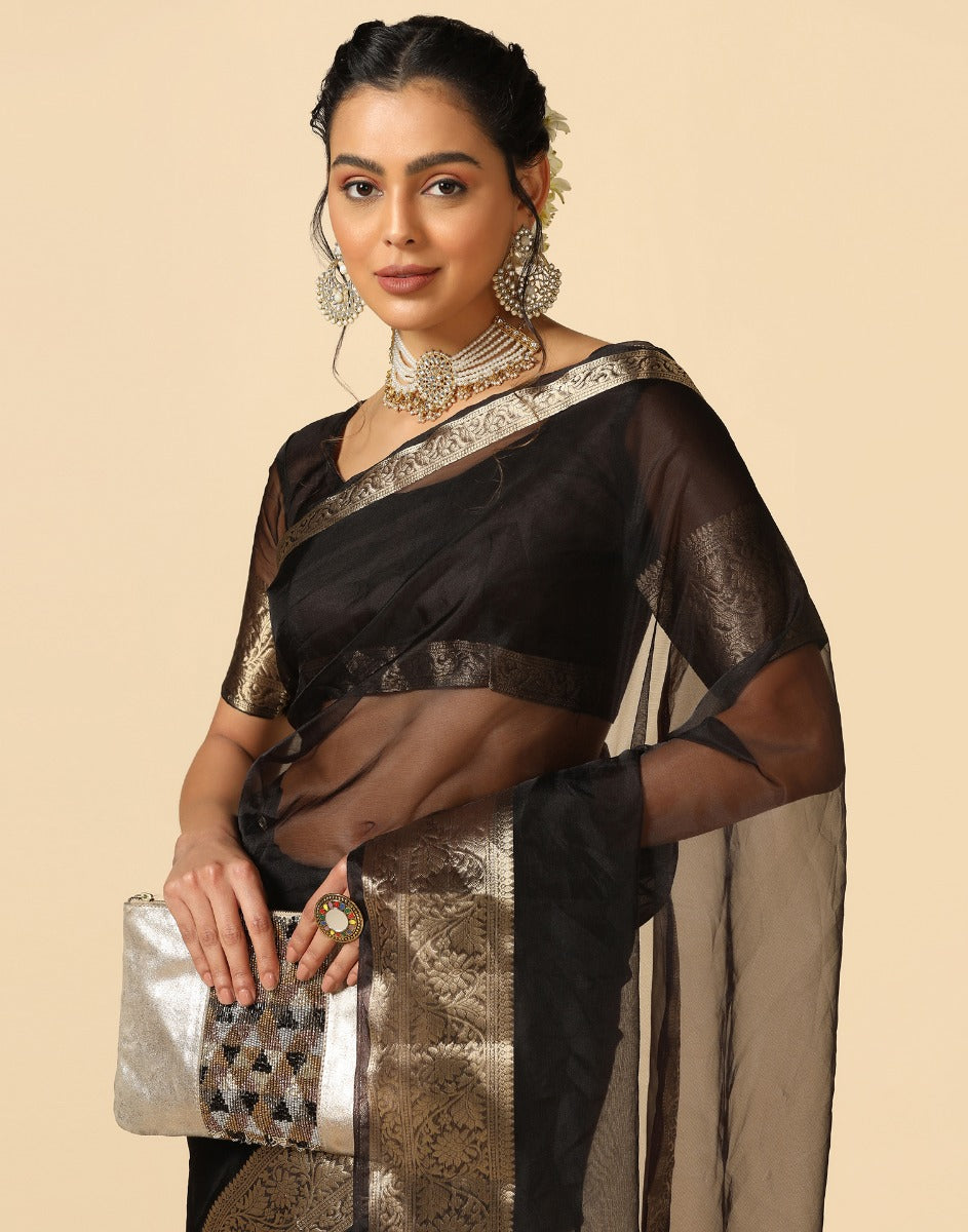 Black Organza Saree