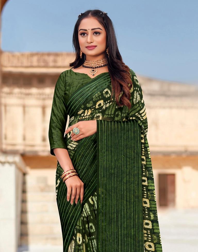 Green Georgette Saree