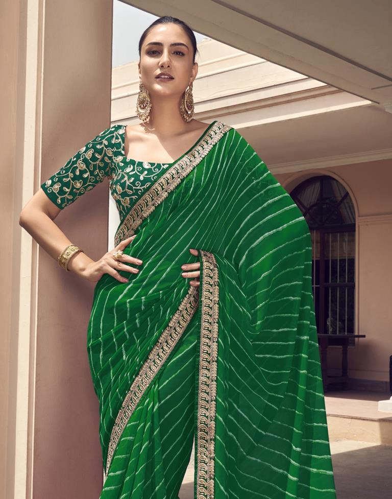 Green Georgette Saree