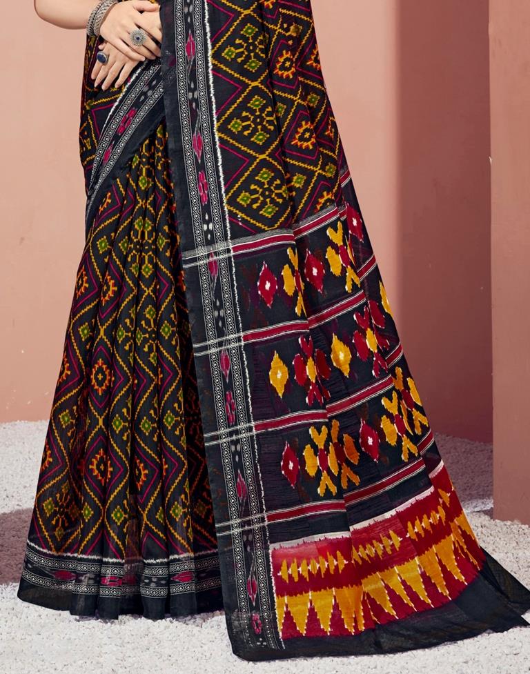 Black Cotton Patola Saree