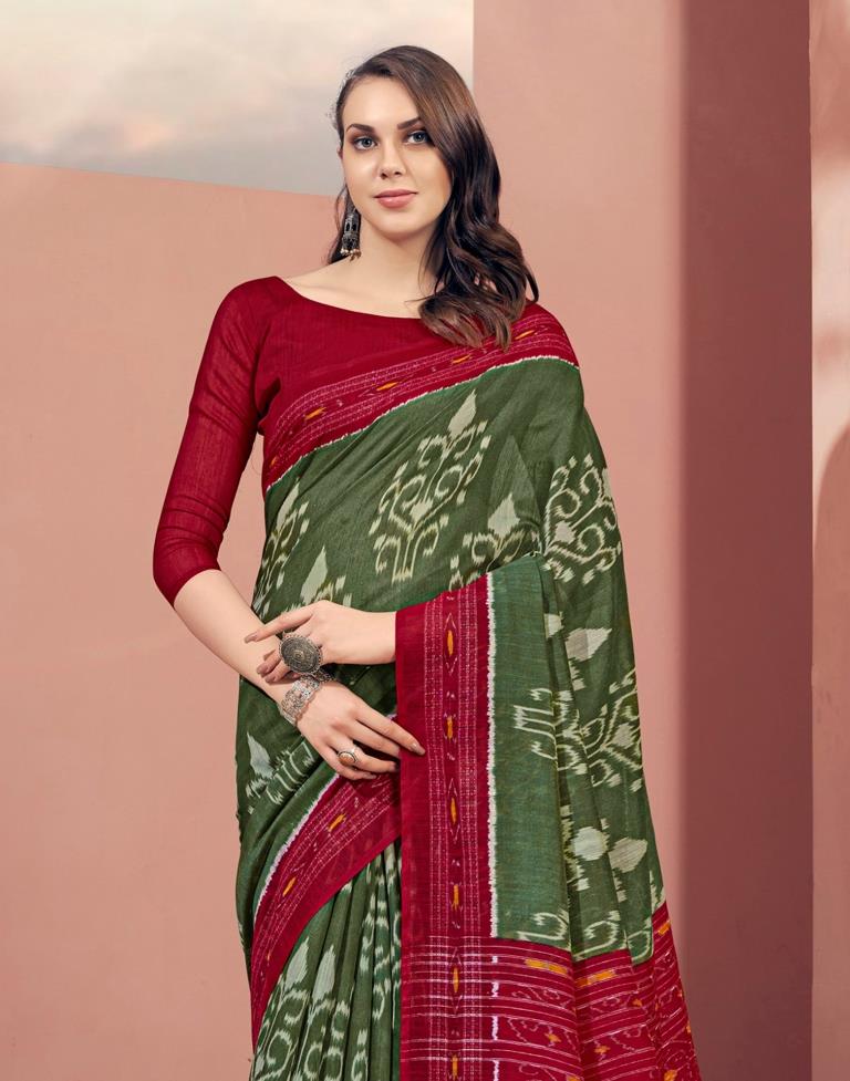 Green Cotton Saree