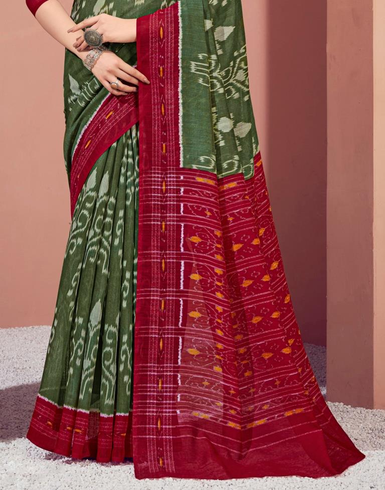 Green Cotton Saree