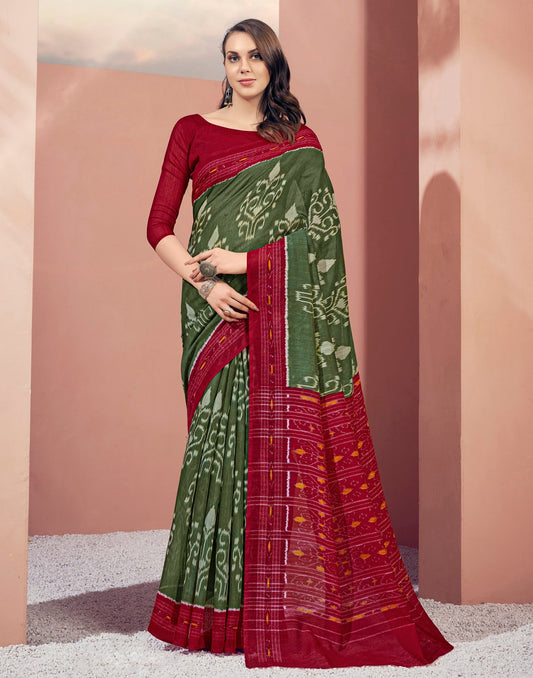 Green Cotton Saree