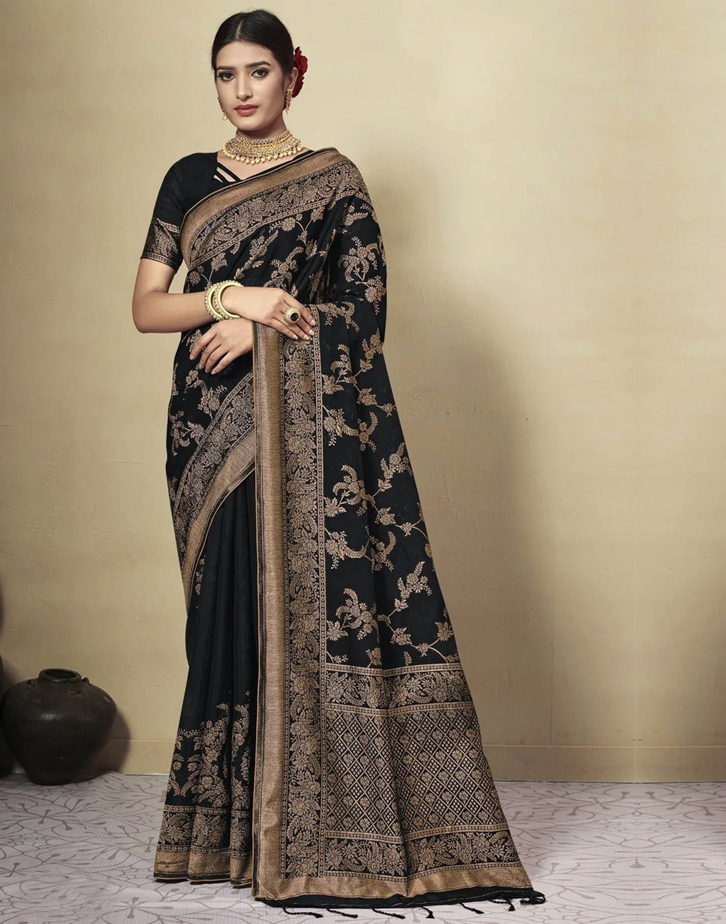 Black Cotton Saree