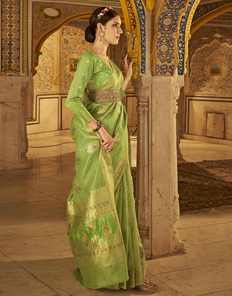 Parrot Green Silk Saree