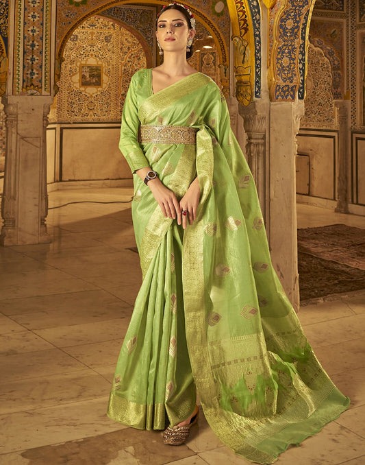 Parrot Green Silk Saree