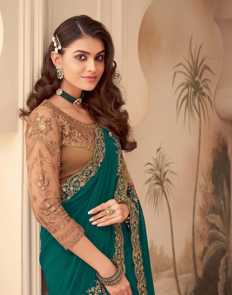 Green Georgette Saree