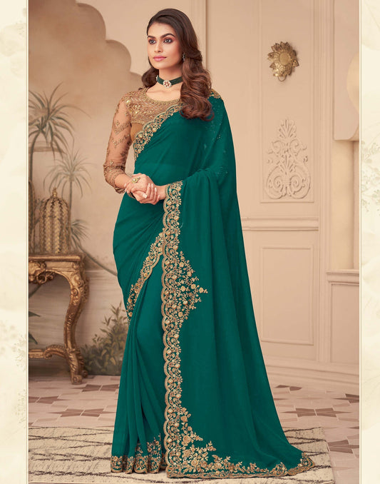 Green Georgette Saree