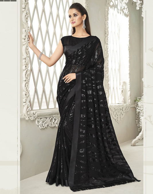 Black Georgette Saree