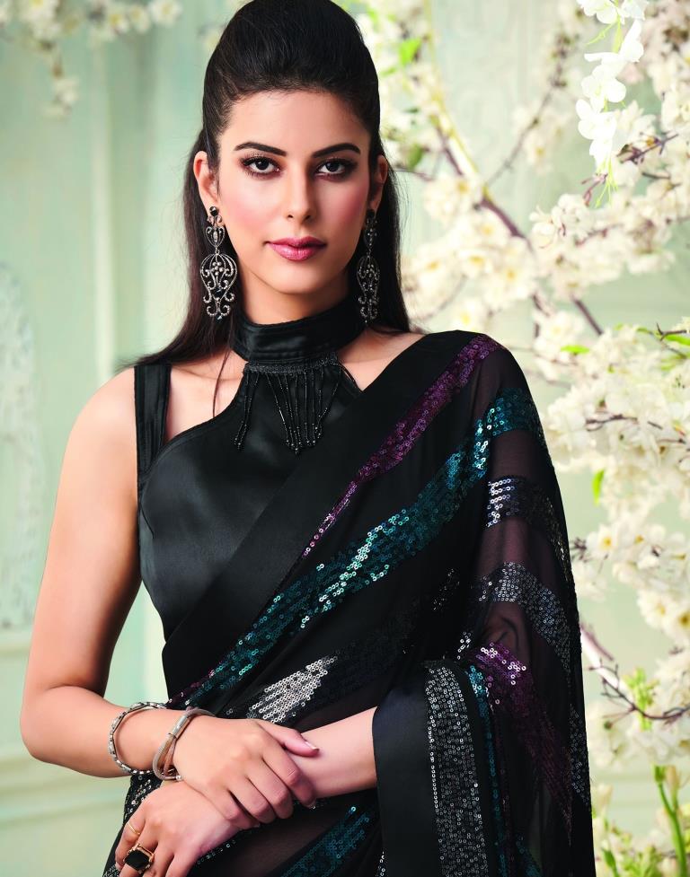 Black Georgette Saree