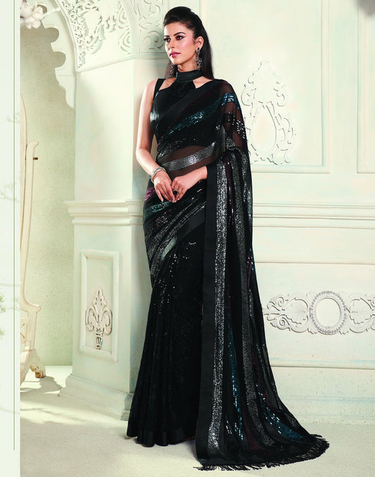 Black Georgette Saree