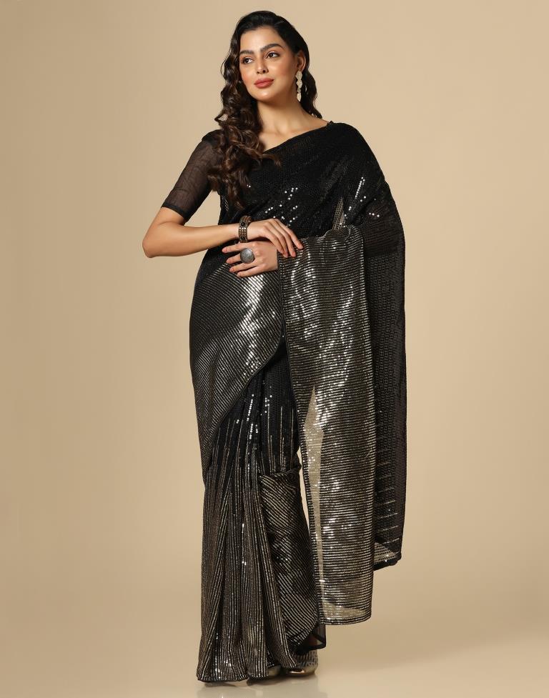 Black Georgette Saree